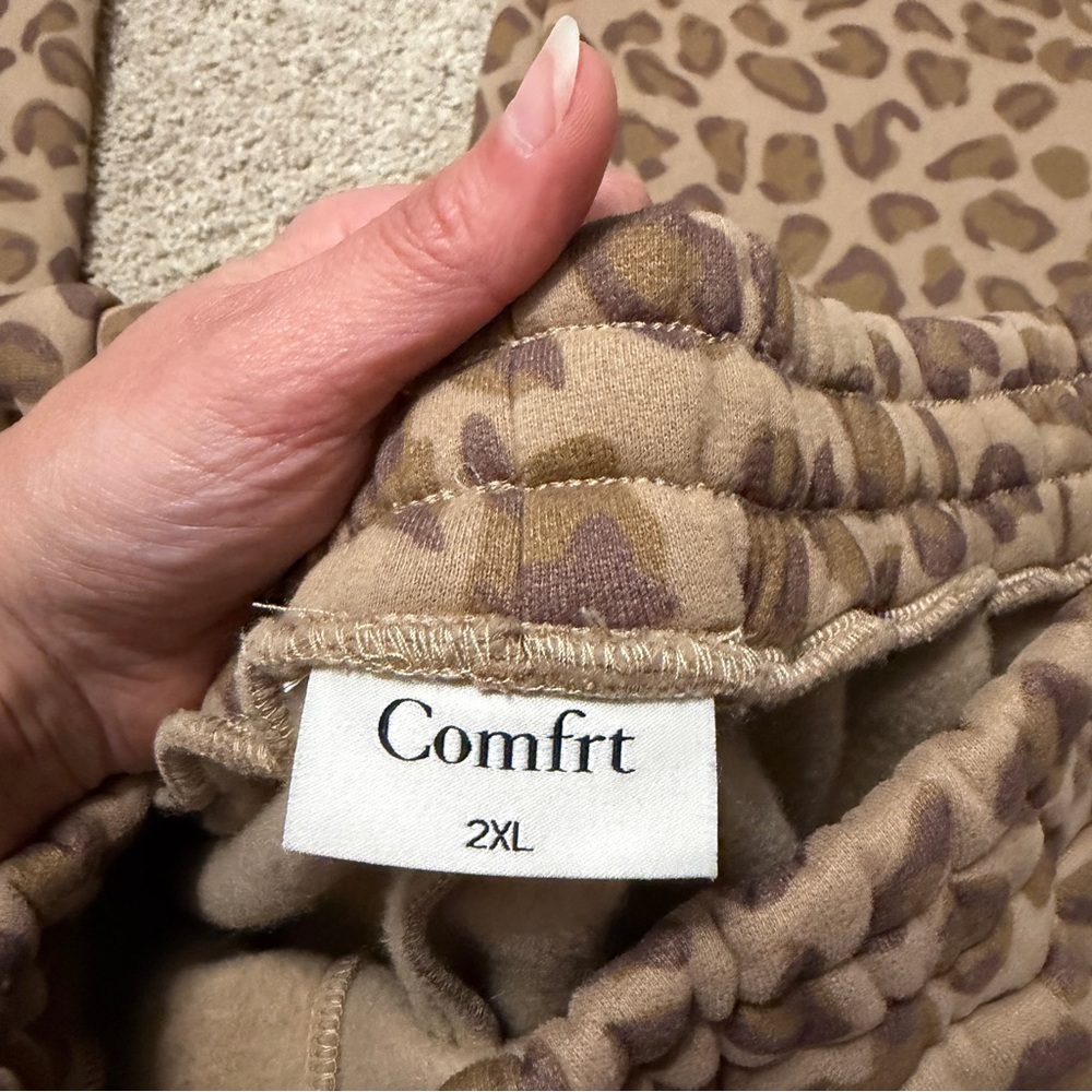 Comfrt Minimalist Straight Leg Sweats. Limited Edition Brown Leopard 2XL - Picture 6 of 7